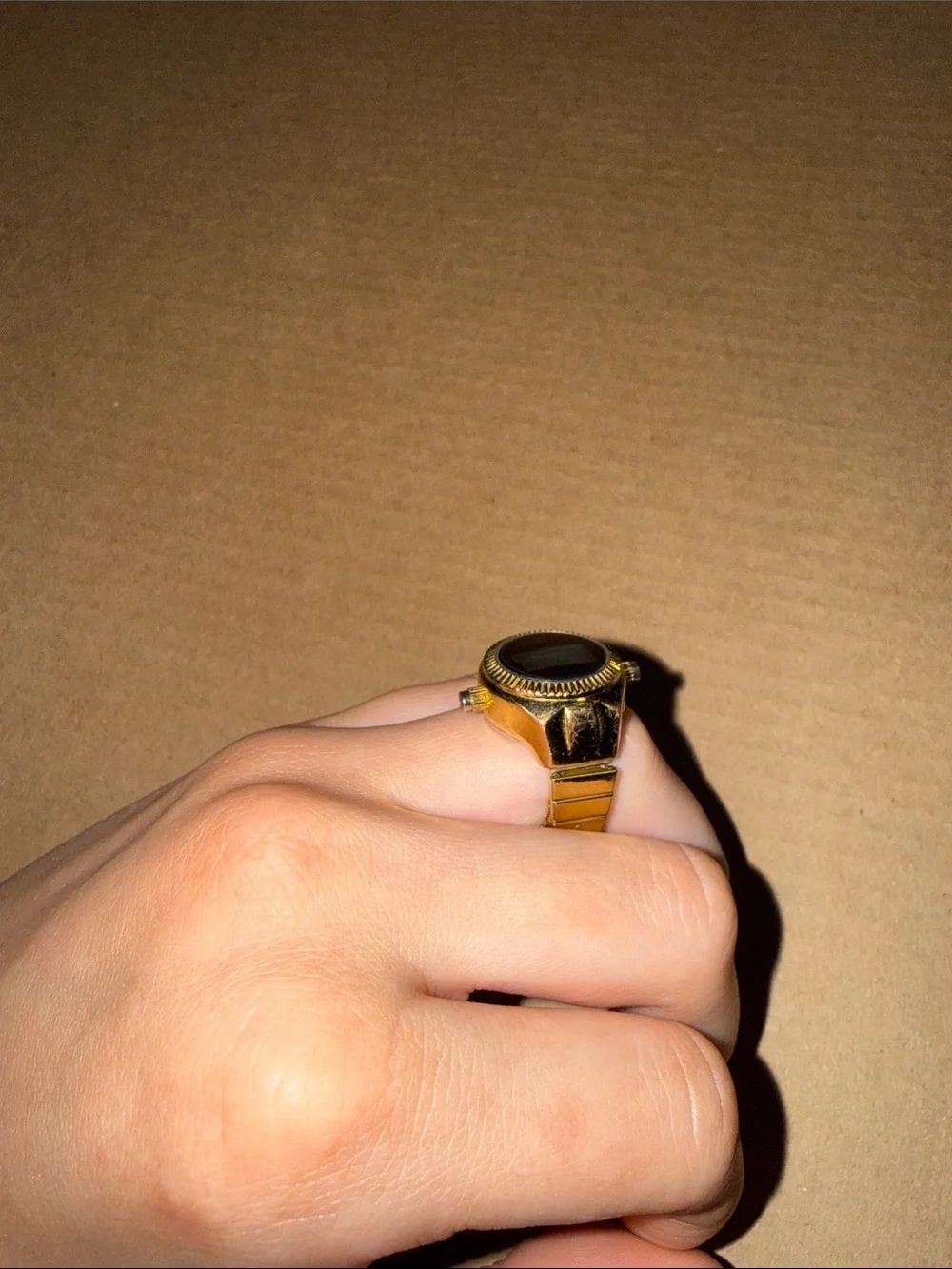 Piko 1988 Gold-tone Digital Ring Watch with Black Display